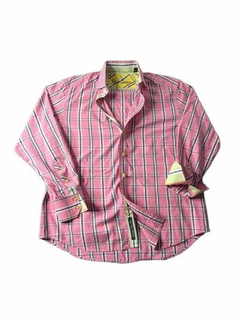 Robert Graham Button Down Shirt Pink Plaid Long Sleeve L
